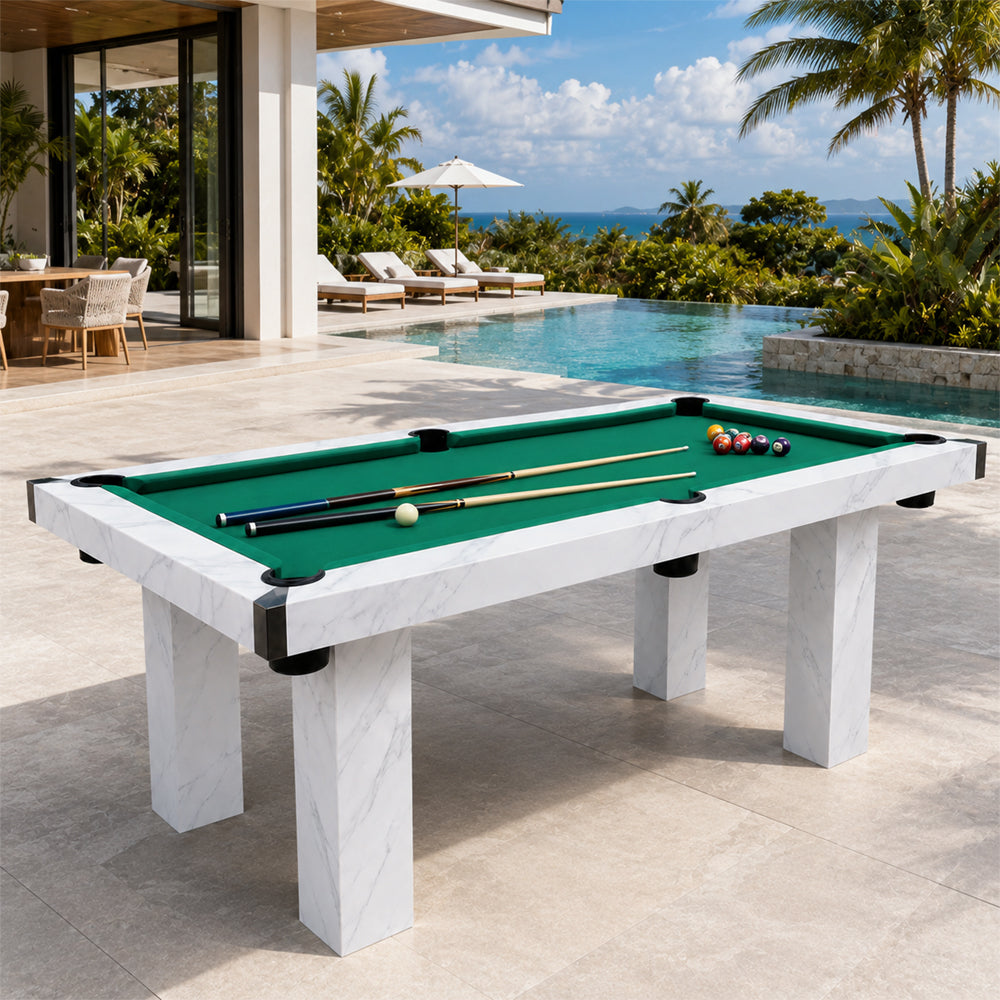 Eeeza Outdoor Marble Pool Table, UV-Resistant & Weatherproof