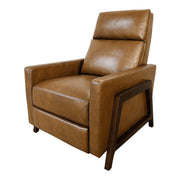 Scandinavian Style Recliner with Push-Back for Home, Leather, Walnut