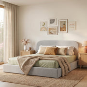 Eeeza Upholstered Bed Frame with Soft Cloud Headboard, King Size