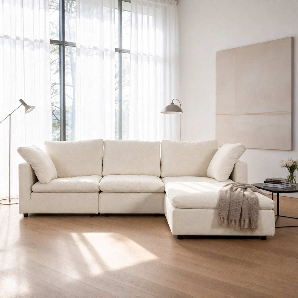 Oversized Modular Sectional Sofa with Movable Ottoman