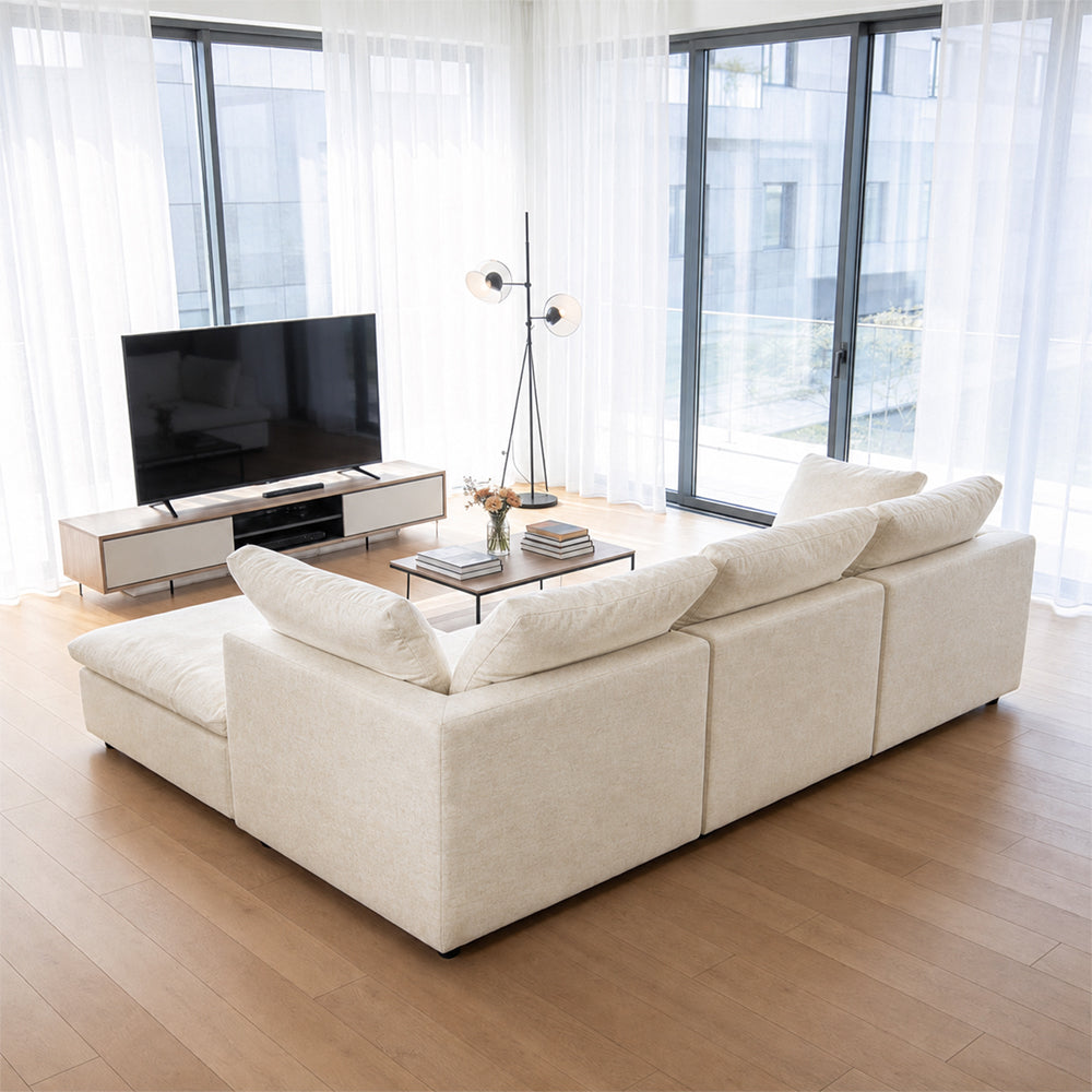 Oversized Modular Sectional Sofa with Movable Ottoman
