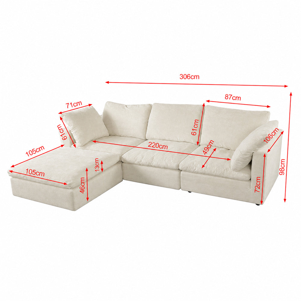 Oversized Modular Sectional Sofa with Movable Ottoman