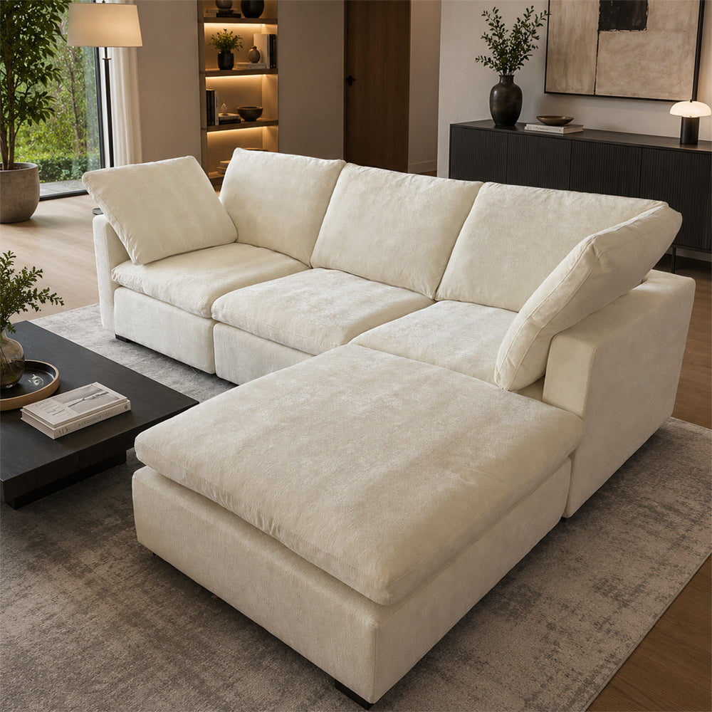 Oversized Modular Sectional Sofa with Movable Ottoman