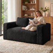 Boneless Deep Seat 2-Seater, No Assembly Foam Floor Couch, Plush Cordu