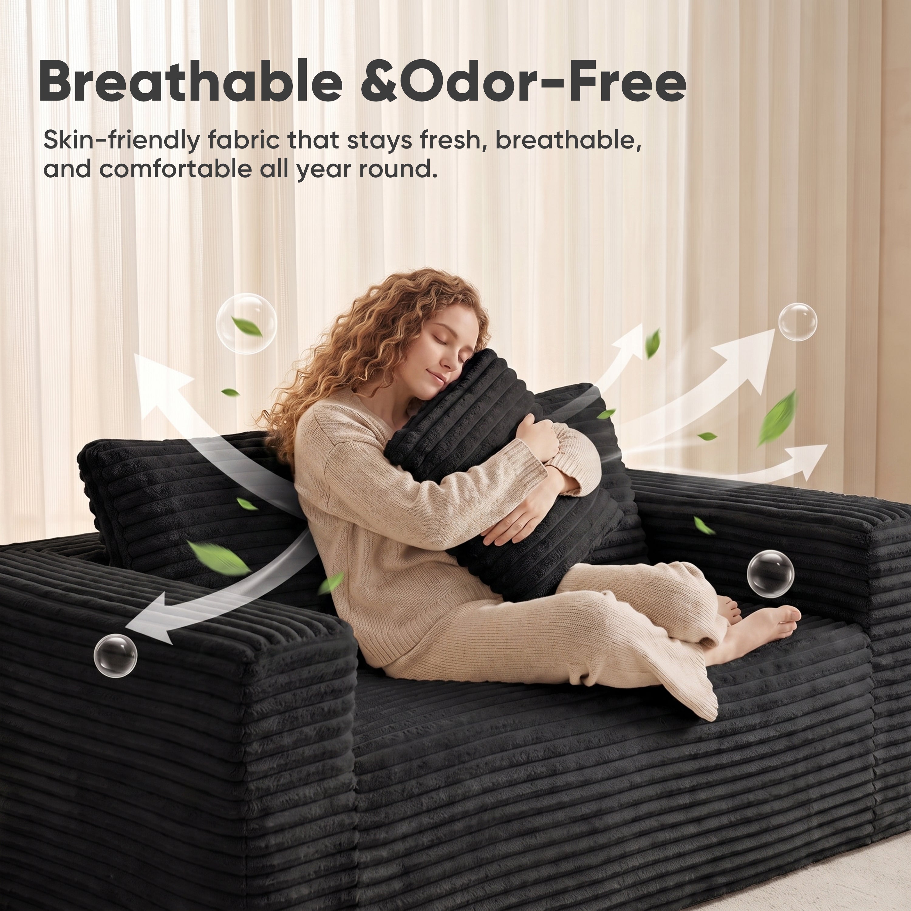 Boneless Deep Seat 2-Seater, No Assembly Foam Floor Couch, Plush Cordu