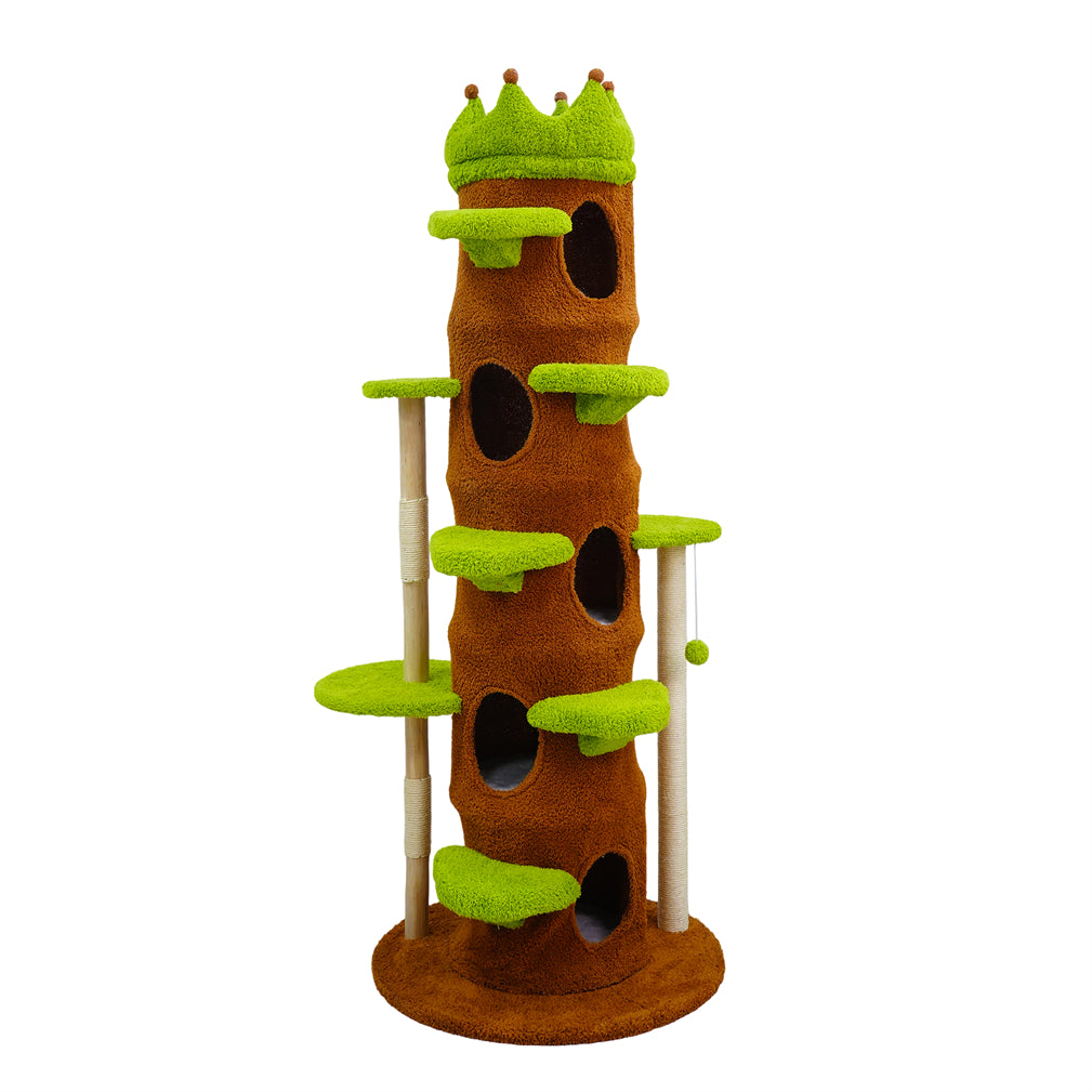 Eeeza Tall Cat Tree Tower with Hideaway Condos, 187cm Height