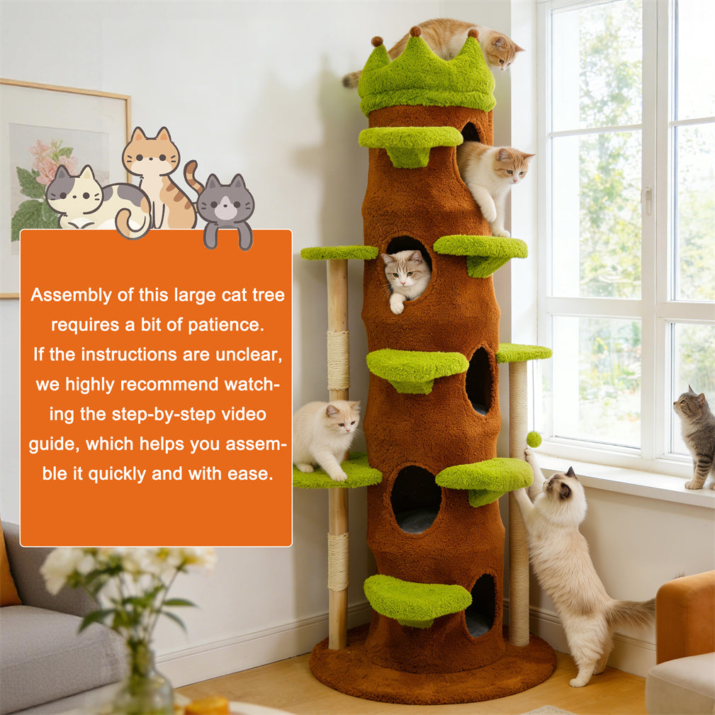 Eeeza Tall Cat Tree Tower with Hideaway Condos, 187cm Height