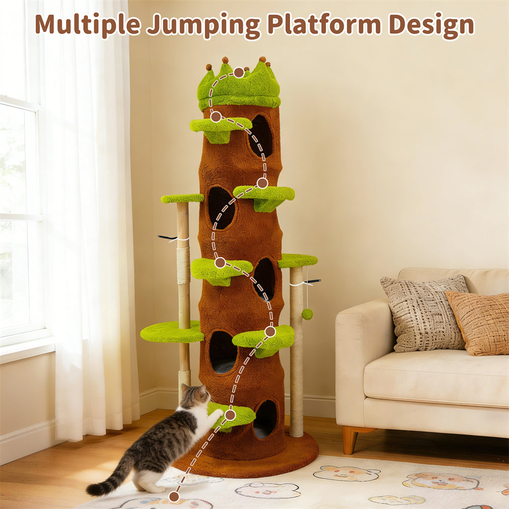 Eeeza Tall Cat Tree Tower with Hideaway Condos, 187cm Height