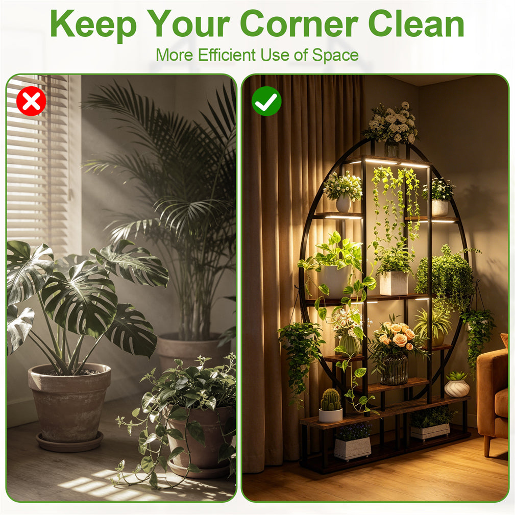 Eeeza Indoor Plant Stand with Full Spectrum Grow Lights, Black
