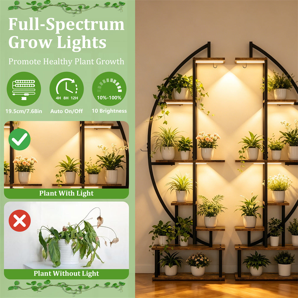 Eeeza Indoor Plant Stand with Full Spectrum Grow Lights, Black