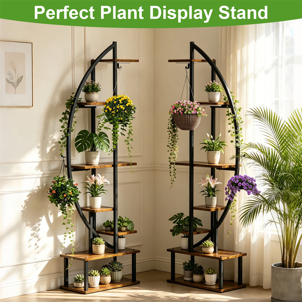 Eeeza Indoor Plant Stand with Full Spectrum Grow Lights, Black