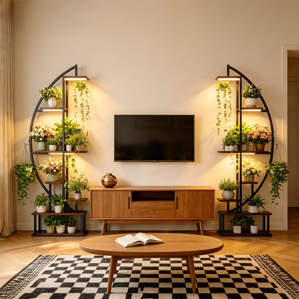 Eeeza Indoor Plant Stand with Full Spectrum Grow Lights, Black