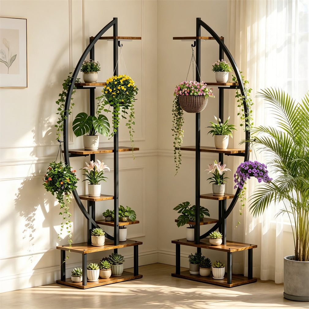 Eeeza Indoor Plant Stand with Full Spectrum Grow Lights, Black