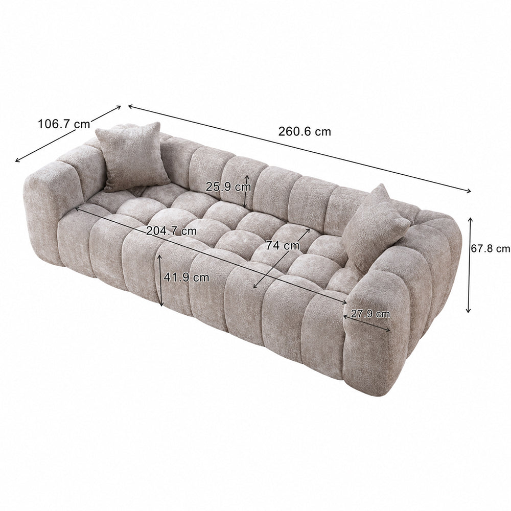 Eeeza Marshmallow Cloud Compression Sofa with 2 Cushions, 4-seater
