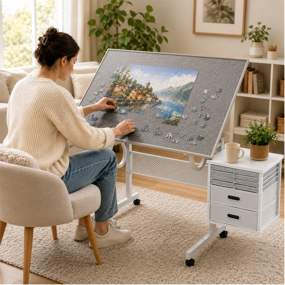 Multi functional waterproof puzzle table that can be stored