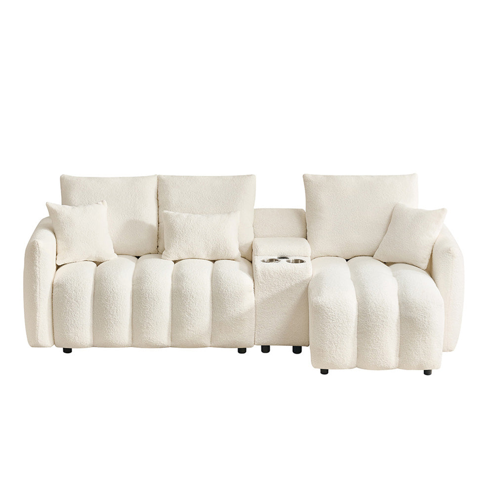 92-inch high-quality teddy fur fabric corner sofa