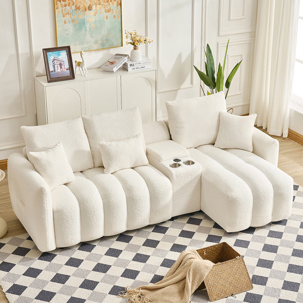 92-inch high-quality teddy fur fabric corner sofa