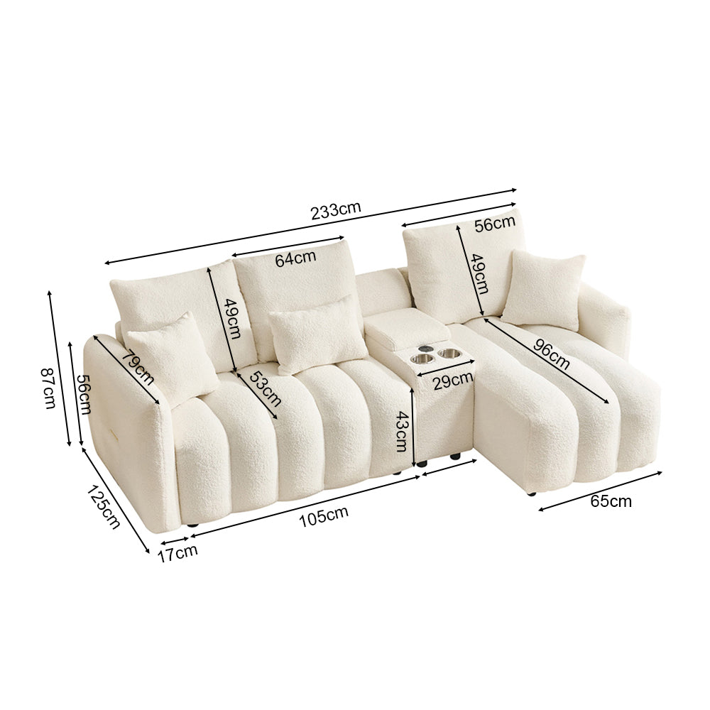 92-inch high-quality teddy fur fabric corner sofa