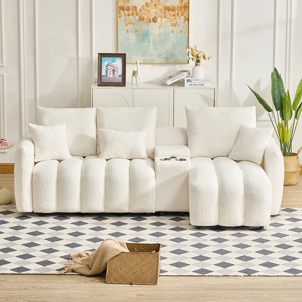 92-inch high-quality teddy fur fabric corner sofa