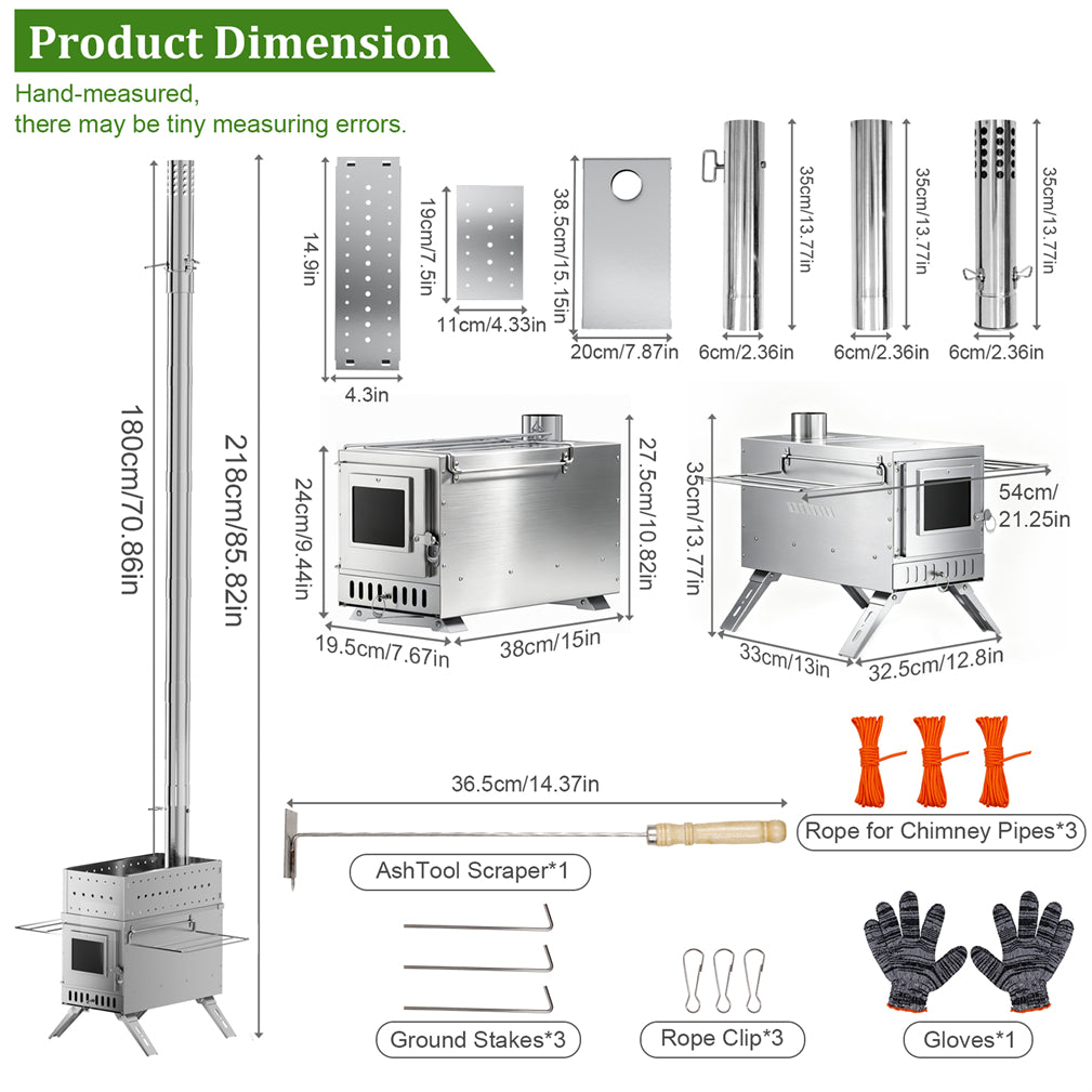 2in1 Outdoor Stove Set with Sauna Basket for Camping, Stainless Steel