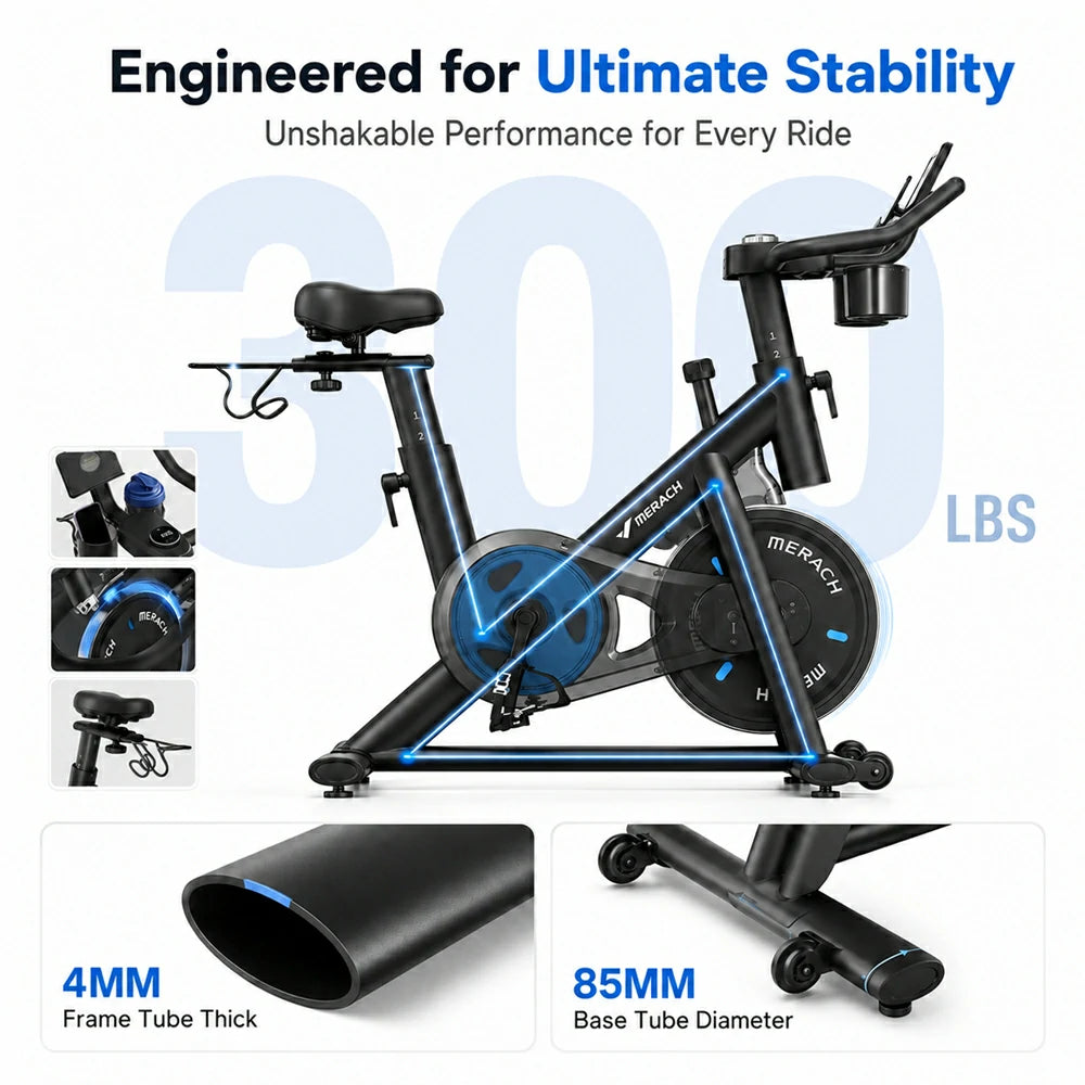 MERACH S26 Magnetic Exercise Bike, 25dB, Black