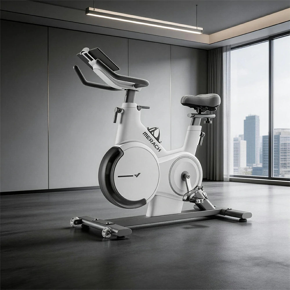 MERACH Exercise Bike, 32-level Resistance Adjustment, White