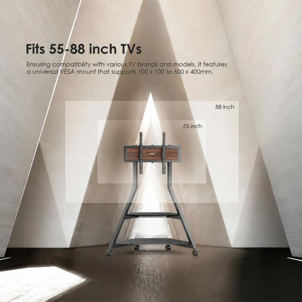 FITUEYES Eiffel V2 FT88 Floor TV Stand with Wheels for 55'-88' Screens