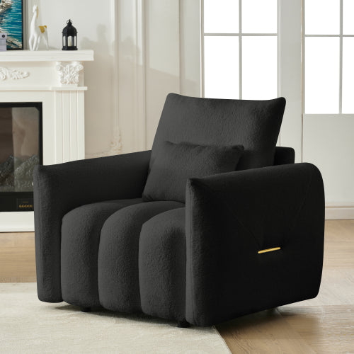 Eeeza Modern Lounge Chair with Pillow, Teddy Fabric