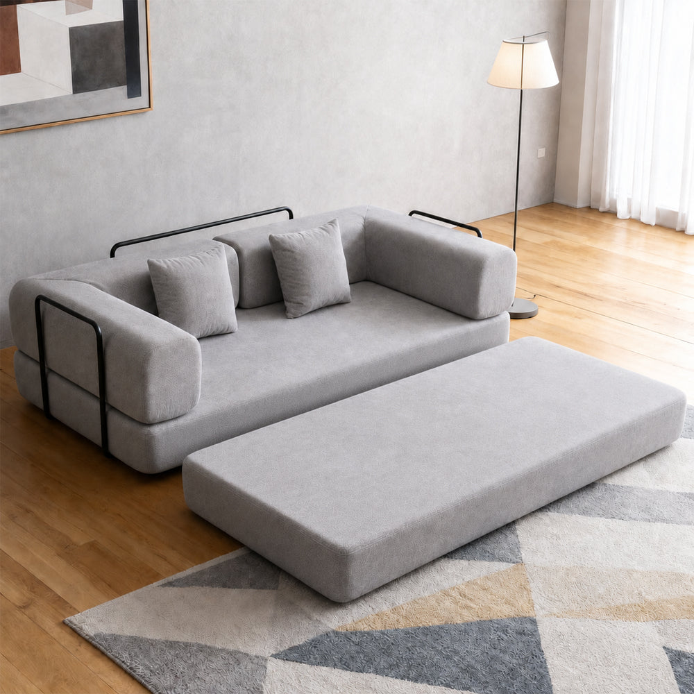 Eeeza Foldable Corduroy Sofa Bed with 2 Cushions, 3-seater