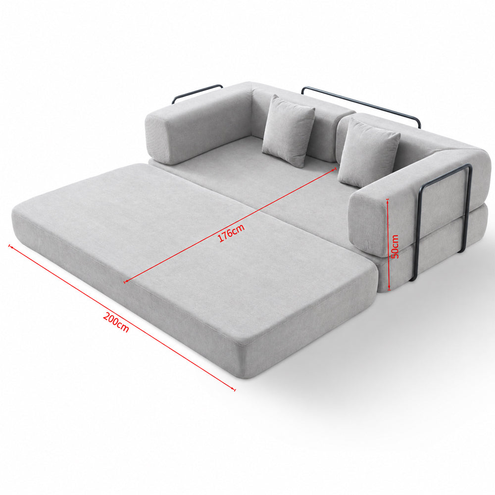 Eeeza Foldable Corduroy Sofa Bed with 2 Cushions, 3-seater