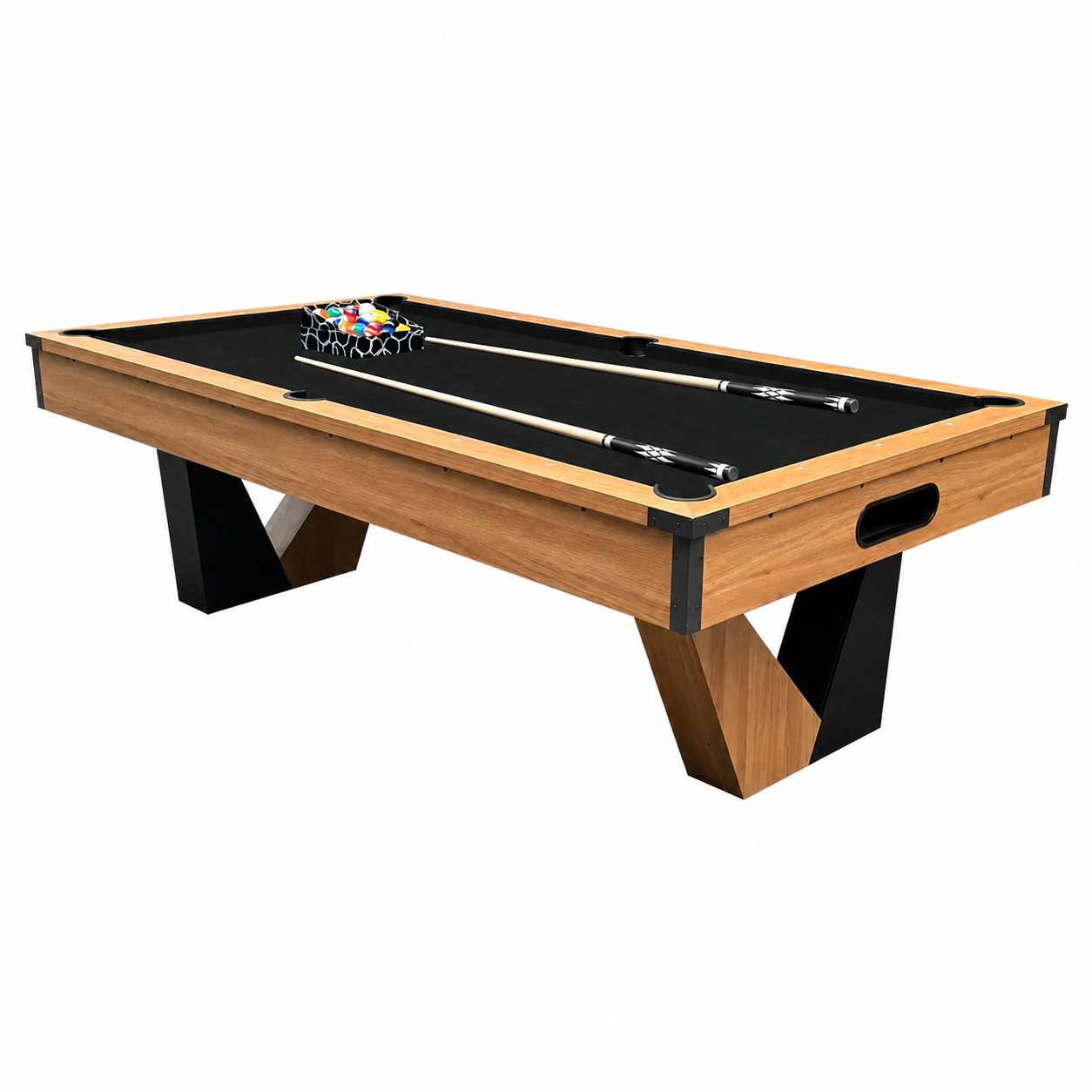 Pool Table with Ball Return and Wool Cloth, Full Accessories, 8ft