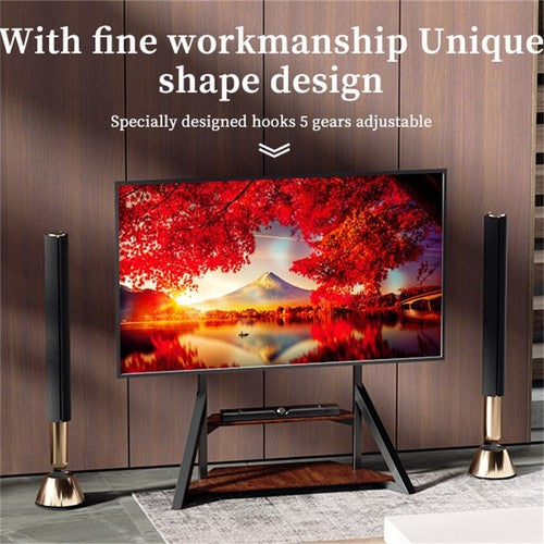 Reinforced Metal 65-100" TV Floor Stand 2 Tier Shelf TV Mount Adjustable Height