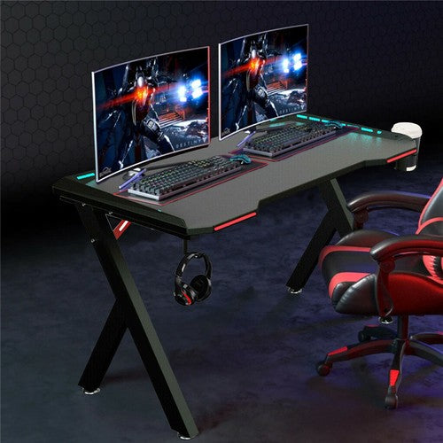 Gaming Desk Computer Table PC Laptop RGB LED Lights Racing Gamer Workstation 40"