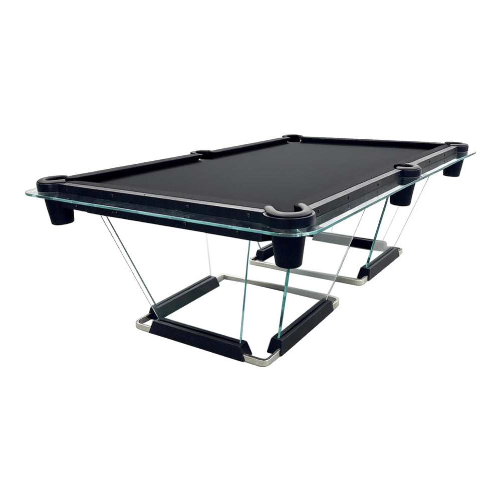 Eeeza Sleek and Stylish Billiard Table with Glass Leg Frame