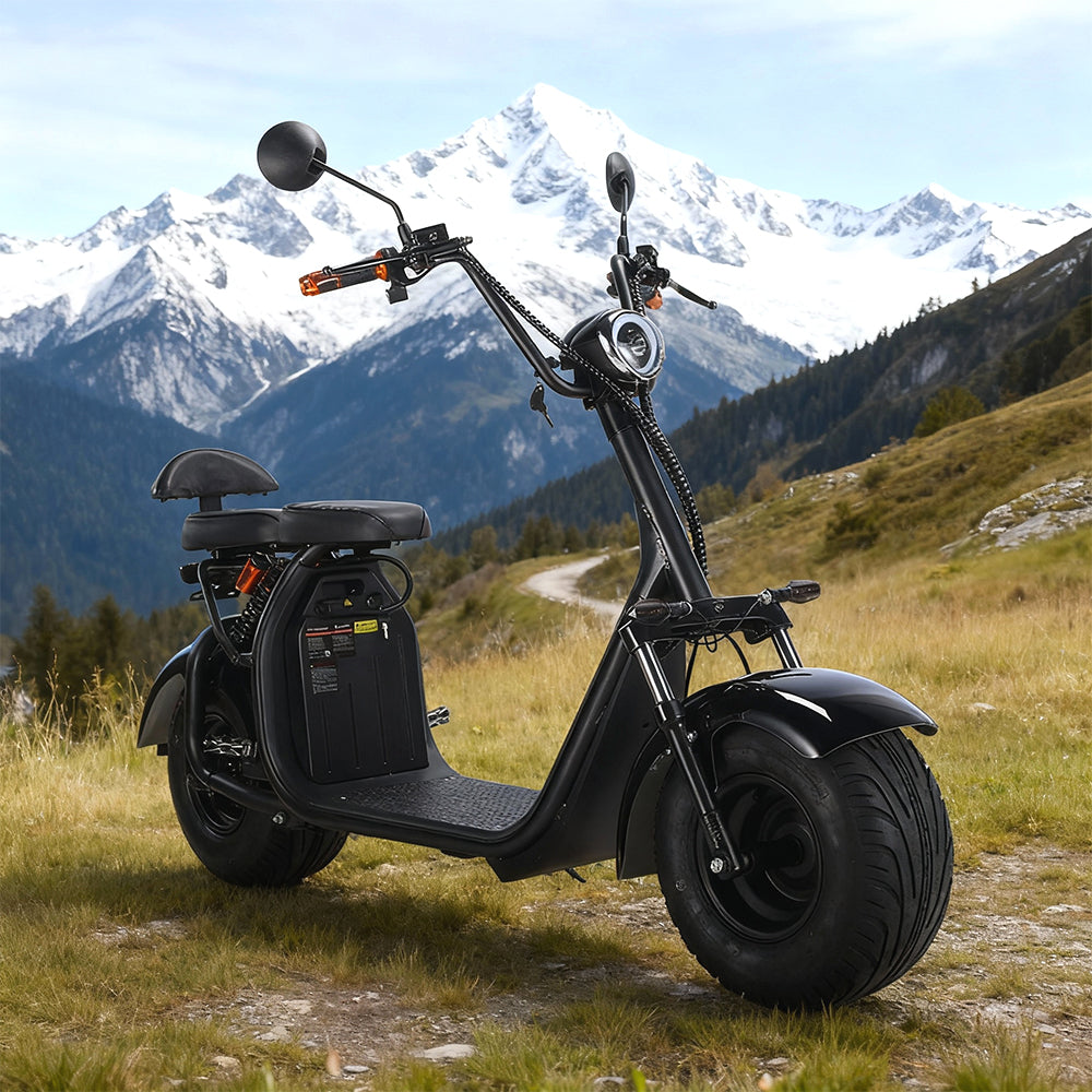 Eeeza 3000W 60V 12Ah Electric Scooter Off Road With Brushless Motor – Retro Style, Dual Seat, Hydraulic Disc Brakes
