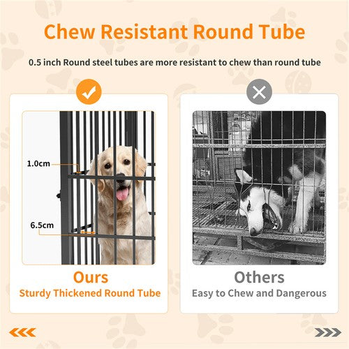 4 Doors Ultra Thicken Dog Crate Cage End Table Divided Dog Puppy Kennel f/ 2 Dog