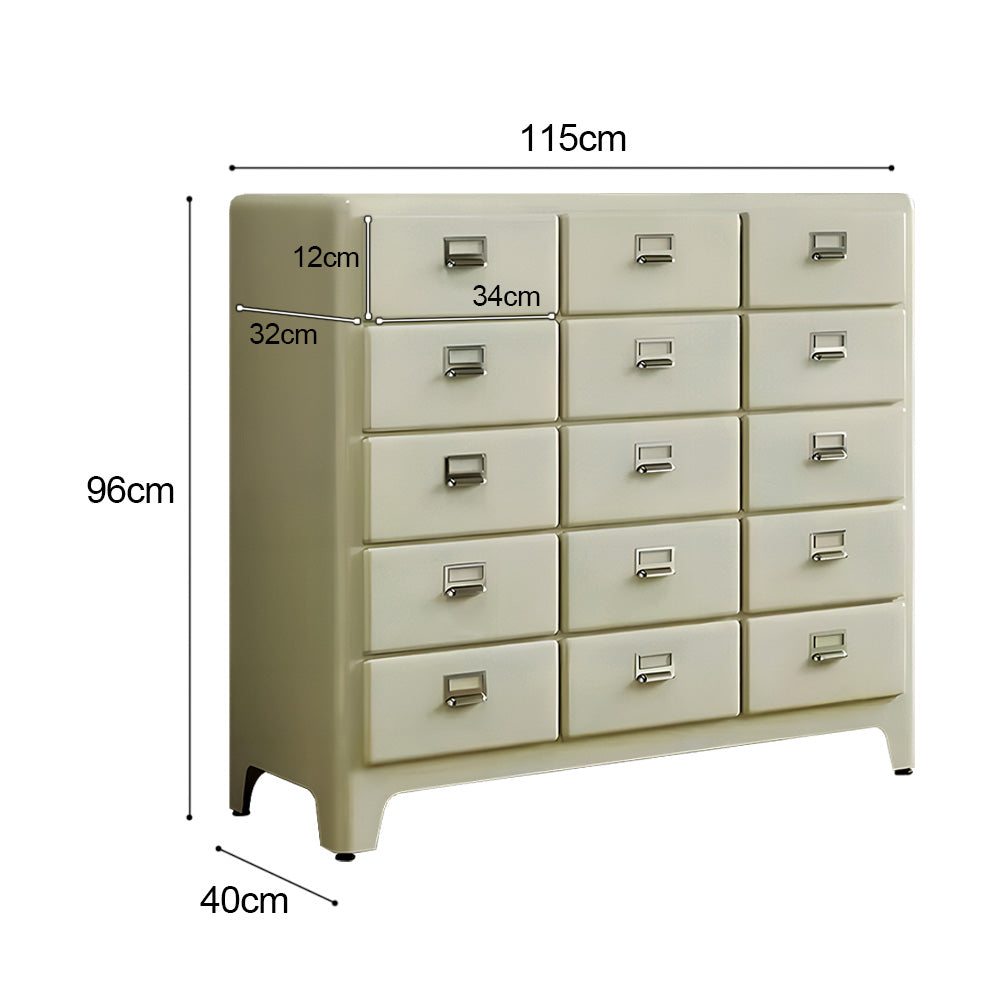 Eeeza 15-Drawer Modern Minimalist Metal Chest