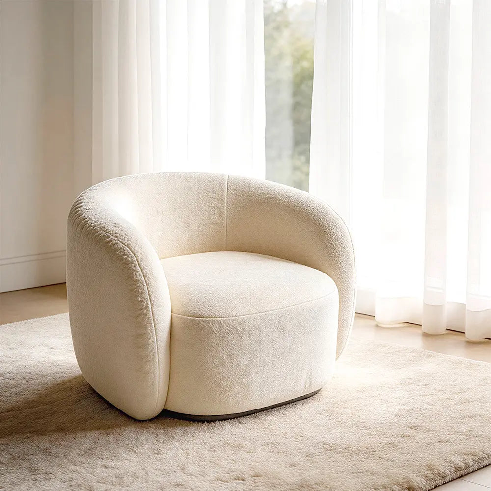 Eeeza Curved Bouclé Sofa – 86/180/210/240cm Sizes, Ergonomic Support with Plush Wool Touch & Modular Comfort