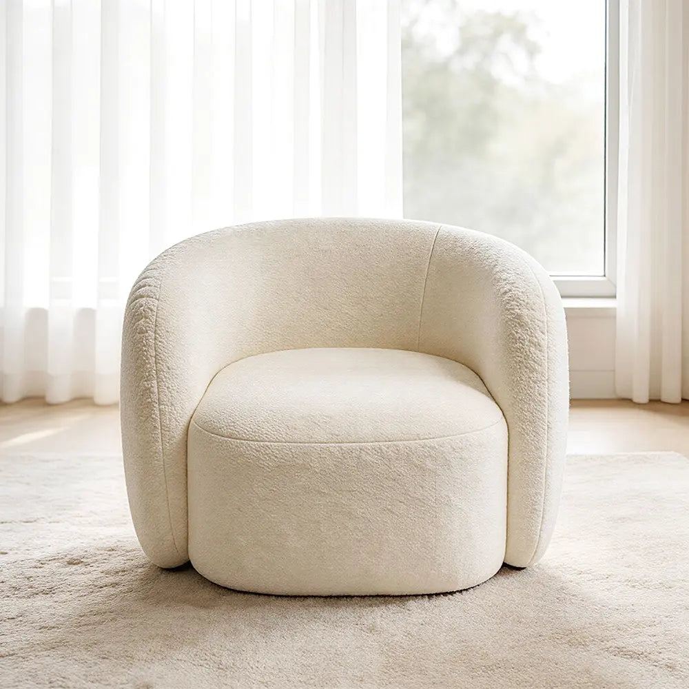Eeeza Curved Bouclé Sofa – 86/180/210/240cm Sizes, Ergonomic Support with Plush Wool Touch & Modular Comfort