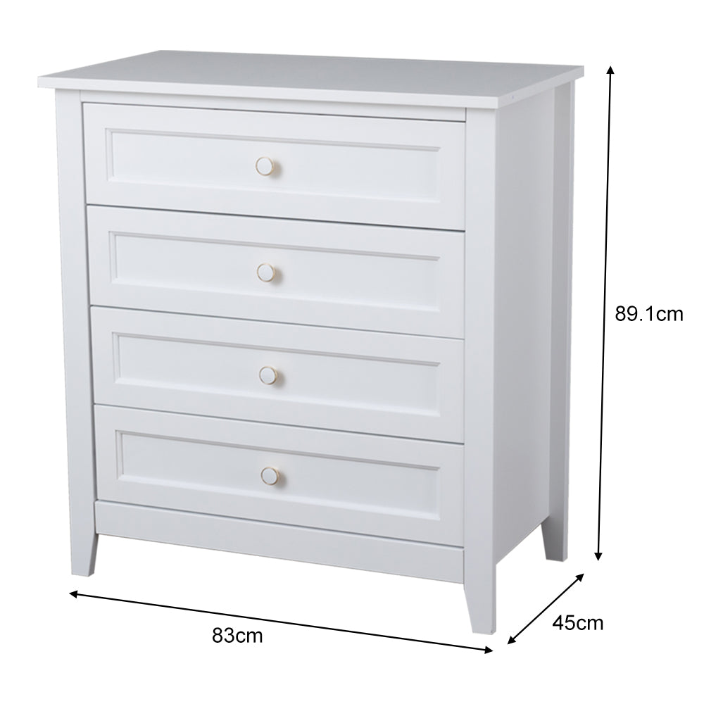 Eeeza Classic White 4-Drawer Tall Dresser – Vertical Storage for Compact Living