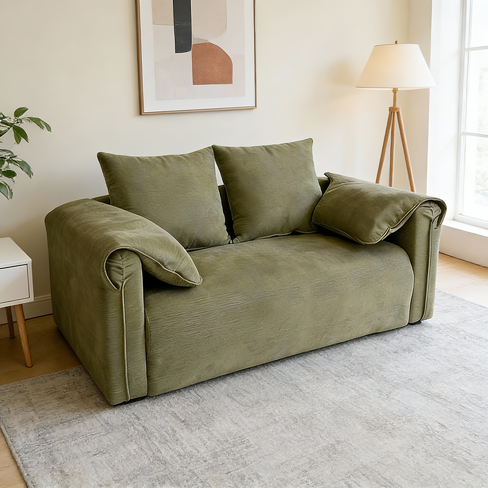 Fabric Sofa for Small Spaces - Ideal for Apartments/Rental Homes, 2-Seater Loveseat for Living Room