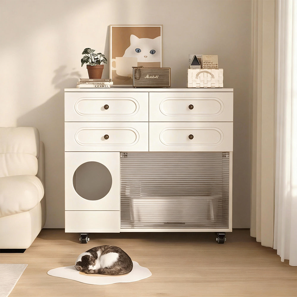 Eeeza Movable Cat Litter Storage Cabinet