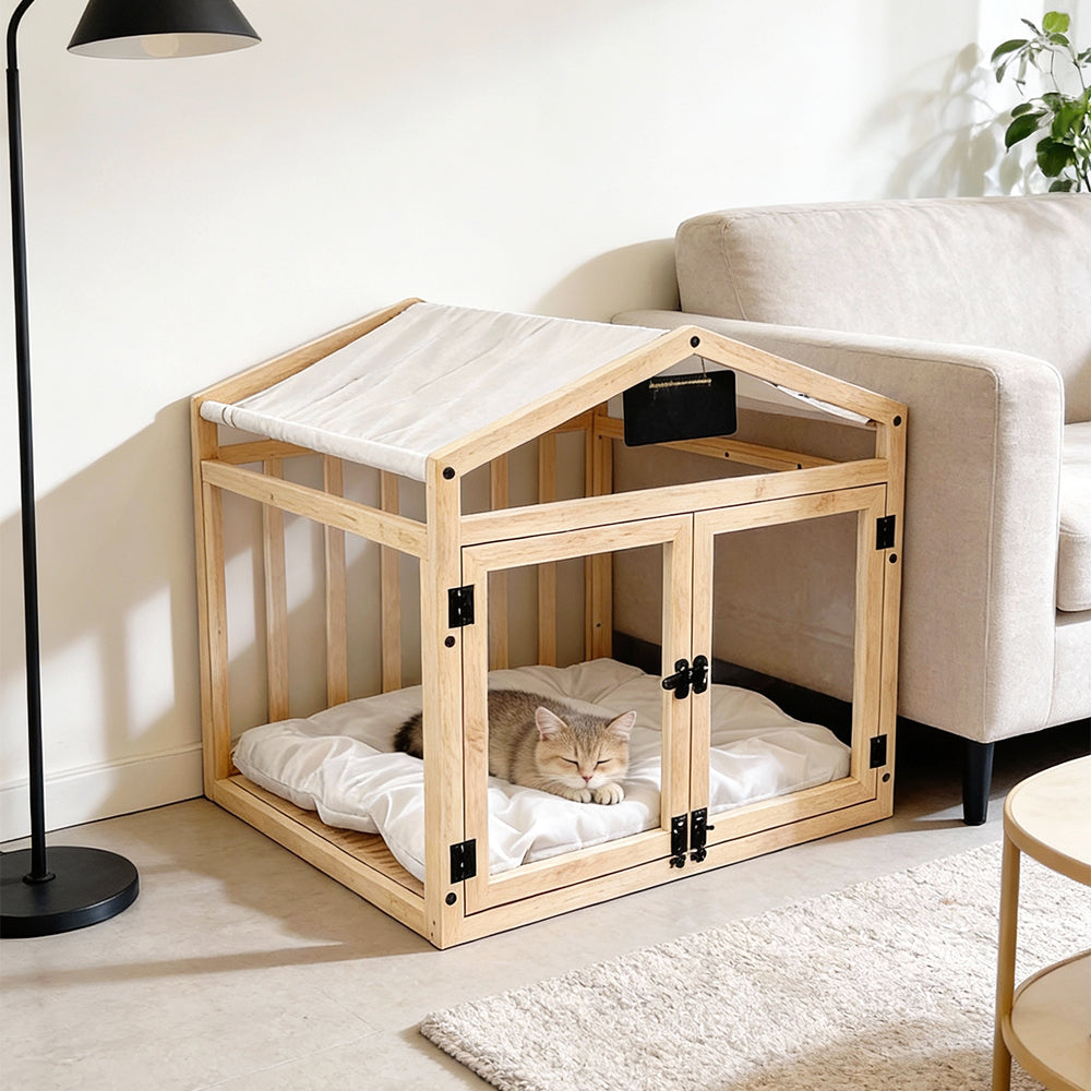 Eeeza Solid Wood Double-door Design Pet House