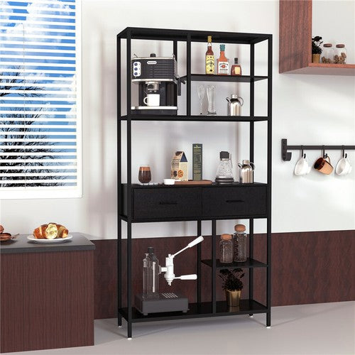 Tall Bookshelf Industrial Display Standing Shelf Units File Cabinet with Drawers