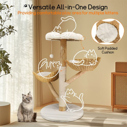 Large Multi-Level Cat Tree Activity Tower Cozy Kitten Play House w/Plush Cushion