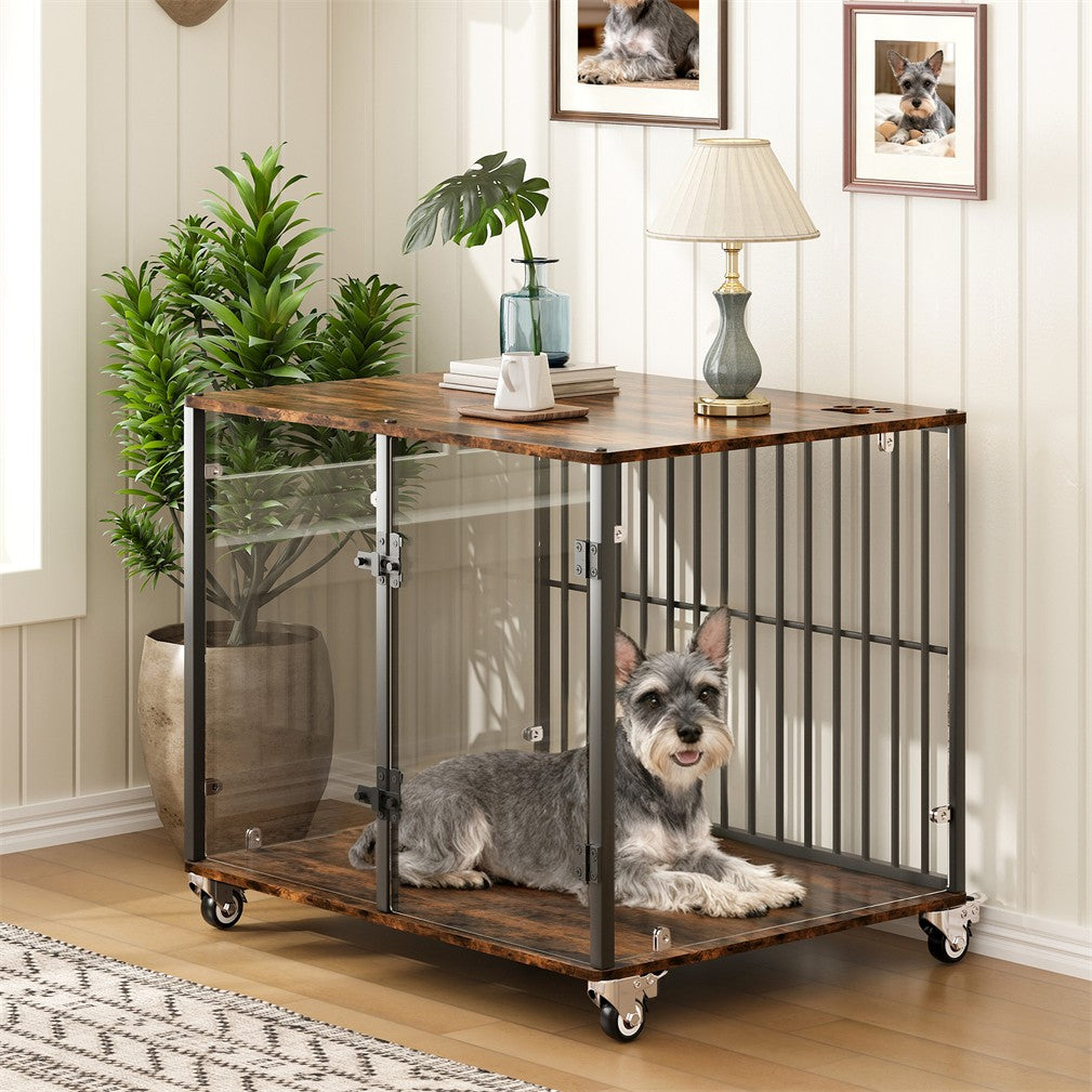 Strong Tempered Glass Dog Cage Furniture Side Table Dog Kennel