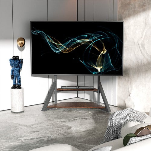 Reinforced Metal 65-100" TV Floor Stand 2 Tier Shelf TV Mount Adjustable Height