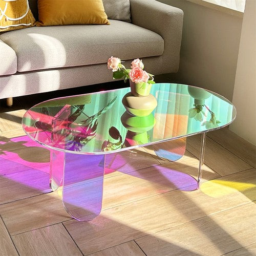 Gorgeous Iridescent Acrylic Side Table Cool Rainbow Coffee Table Home Art Decor