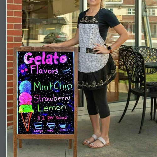LED Message Writing Board Flashing Illuminated Erasable Neon Sign Sandwich Board