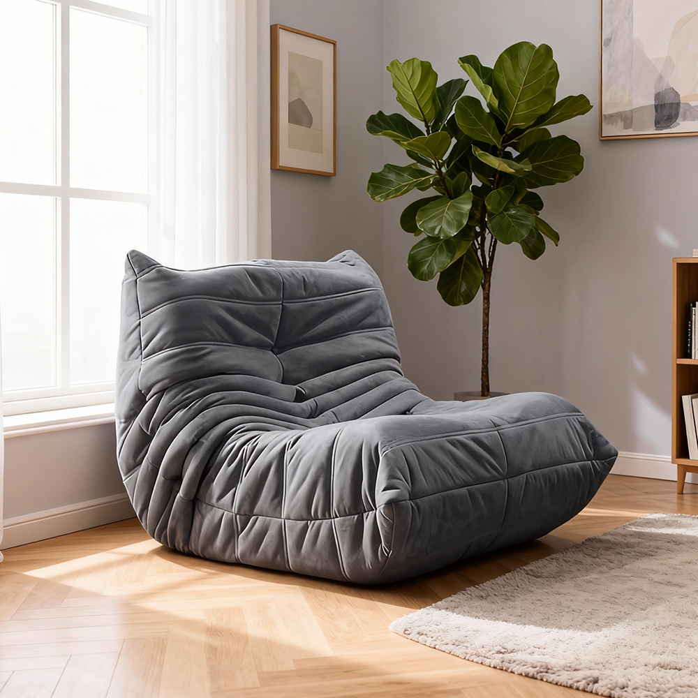 Eeeza Lazy Lounge Chair – Velvet Fold Design, Dual Size Options